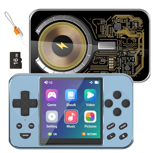 Handheld Game Console, Retro Handheld Game Console, Portable Game Console, Retro Game Console, 5000 mAh Battery 6000+ Classic Games E-Book Film Musik Foto kabelgebundenes und kabelloses Laden (Blau) von viqee