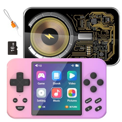 Handheld Game Console, Retro Handheld Game Console, Portable Game Console, Retro Game Console, 5000 mAh Battery 6000+ Classic Games E-Book Film Musik Foto kabelgebundenes und kabelloses Laden (Rosa) von viqee