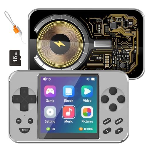 Handheld Game Console, Retro Handheld Game Console, Portable Game Console, Retro Game Console, 5000 mAh Battery 6000+ Classic Games E-Book Film Musik Foto kabelgebundenes und kabelloses Laden (Silber) von viqee