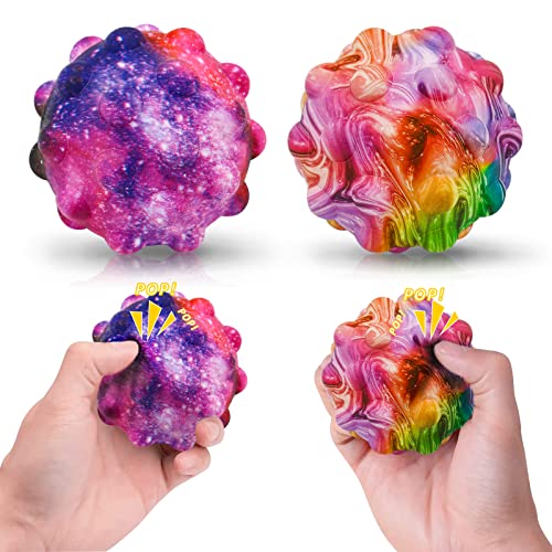 2 Stück Stressball für Kinder Erwachsene, Popit Anti Stress Bälle, 3D Silikon Fidget Antistressball, Push Bubble Sensorisches Squeeze Spielzeug von vita dennis