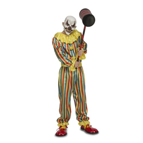 viving 225-159074 Prank Clown Overall, Gürtel und Maske, Größe XXXL, gelb, XXL von viving