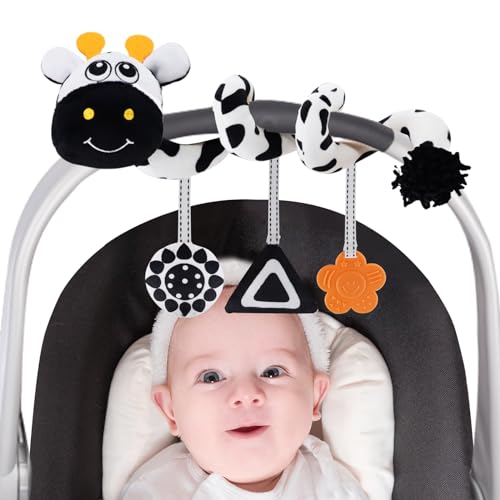 vocheer Autositz Spielzeug für Babys 0-6 Monate Hängende Rassel Bouncer Spielzeug für Krippe Mobile, Infant Spiral Plüsch Kinderwagen Spielzeug, Giraffe von vocheer