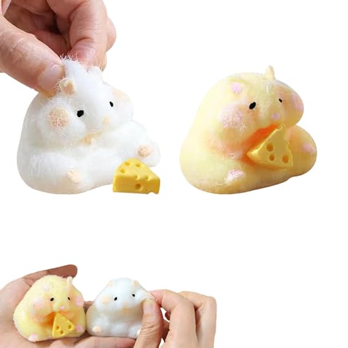 2PC Hamster Squeeze Toy, Squishy Hamster Fidget Toys, Sensory Fidget Toys for Stress Relief, Fun and Tricky Toy, Mini Silikon Prise Dekompression Stress Relief Spielzeug, for Kids and Adults von vokkrv