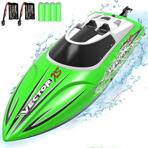 VOLANTEXRC Ferngesteuertes Boot Vector XS, RC Boot 20 KM/H, 2,4-GHz Rennboote, 2 wiederaufladbare Batterien für mehr Spielzeit, Pools und Seen Spielzeug Geschenk für Kinder ab 8 Jahre (Grün) von VOLANTEXRC