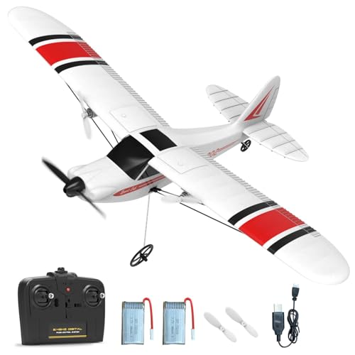 VOLANTEXRC RC Flugzeug für Anfänger, 2,4 GHz Ferngesteuertes Flugzeug RTF mit 2 Batterien, 2 Kanal RC Plane, 2CH RC Segelflugzeugspielzeug für Anfänger, Kinder, Erwachsene (Rot) von VOLANTEXRC