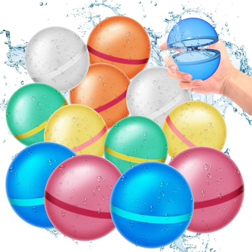 Wasserbomben Wiederverwendbar - Silikon Magnetische Wasserbomben Selbstschließend, Wasserspielzeug für den Sommer im Freien, Wasserbomben Magnetisch Geeignet für Kinder, Erwachsene, Strand (12 Stück) von waabose