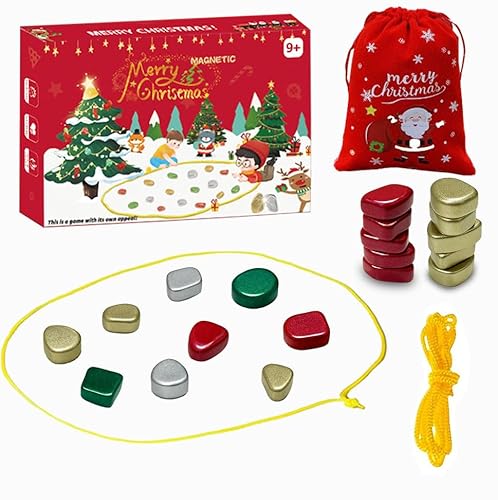 Weihnachten Magnetisches Schachspiel, Magnet Spiel mit Spielseil, Reisen Schach Magnetisch, Magnetisches Schachbrett, Puzzle Checkers Spiel mit Spielseil, für Camping, Familientreffen, Reise von waabose