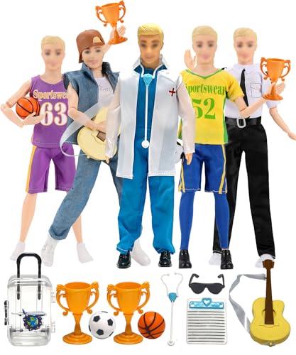 Walenbily 26 pcs Puppen Klamotten Accessoires Set 30 cm Fußball Kleidung Zubehör 5 Set Puppen Clothes Enthalten Fußballtrikot, Basketballtrikot、Pilot、Sänger、Arzt für 11.5 Zoll Puppen Walenbily 26 pcs Puppen Klamotten Accessoires Set 30 cm Fußball Kleidung Zubehör 5 Set Puppen Clothes Enthalten Fußballtrikot, Basketballtrikot、Pilot、Sänger、Arzt für 11.5 Zoll Puppen von walenbily