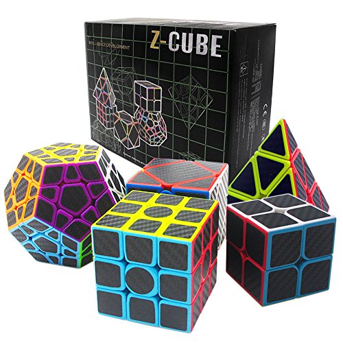 wcocow Carbon Fiber Zauberwürfel Geschenkkarton Set 2x2x2，3x3x3，Meganminx ， Skewb ， Pyraminx Cube (Set02) von wcocow