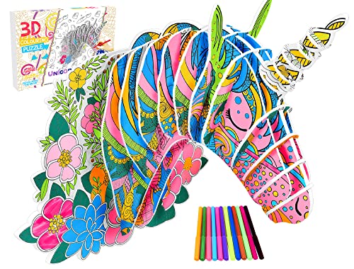 3D Puzzle Bastelset Kinder,Basteln Mädchen 6 7 8 9 10 Jahre,3D Einhorn Puzzle Kinder Basteln, Bemalen von Puzzle Spielzeug, Bastelset Mädchen, Mädchen Geschenke 5 6 7 8 9 10 11 12J ahre von weeyin