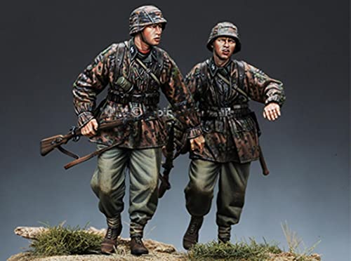 Weizhang 1/35 WWII Deutsche Soldaten marschieren marschierend Harz-Soldaten-Modellbausatz (2 Personen) unbemalter Selbstbau-Druckguss-Miniaturbausatz-K6A194 von weizhang