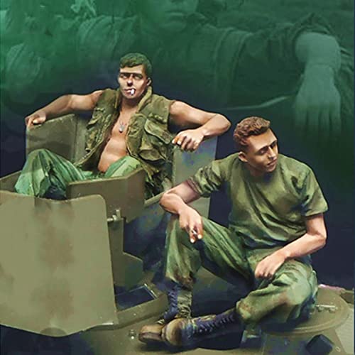 weizhang 1/35 Vietnam War US Army Tank Soldiers Resting Resin Soldier Model (2 Personen, Keine Panzer) unbemalter und selbst zusammengebauter Miniaturbausatz-L95U71 von weizhang