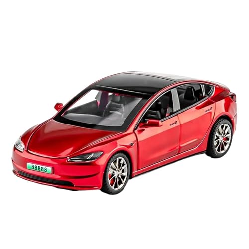 1/32 Neues Modell des Modells 3 Legierungsauto-Imitationssimulation New Energy Car-Modell Jungenspielzeugauto Und Schreibtischdekoration(Red) von wenjiang