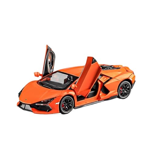 for 1/24 Spray Sport Auto Modell Legierung Simulation Auto Spielzeug for Jungen Kinder Geschenke Ornamente Sound Und Licht Zurück Zu Power(Orange) von wenjiang