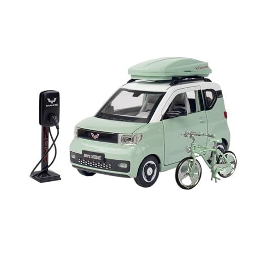 for 1:24 Alloy Wuling Hongguang Mini Original Sound Und Licht Fahrrad Spielzeugautomodell Mit Einer Basis Geeignet for Sammeln Und Als Dekorationsartikel(Green) von wenjiang