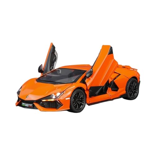 for 1:24 Big Bull REVUEL Legierung Auto Modell Ornamente Sport Auto Spielzeug Auto Junge Geburtstag Geschenk(Orange) von wenjiang