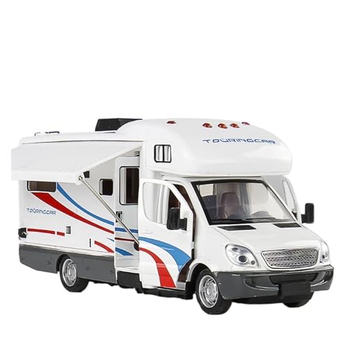 wenjiang 1:32 Großes Luxus-Touristen-Wohnmobil-Campingauto for Kinder Mit Klang- Und Lichtsimulation Zurückziehbares Spielzeugauto Aus Legierung Mit Zu Öffnenden Türen(White) von wenjiang