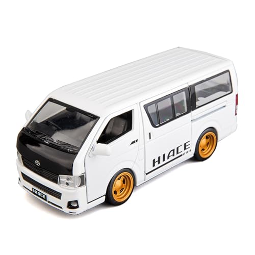 wenjiang Geeignet for 1/32 Hiace Van Modell Nutzfahrzeug Simulation Legierung Auto Pull-Back Sound Und Licht Kinder Spielzeug Auto Und Dekorative Stück(White) von wenjiang