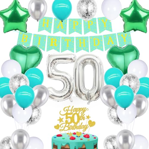 wenweo Luftballons 50. Geburtstag, Deko 50. Geburtstag Mann Frau enthält die Notwendigen Latexballons für die Party, 50-jährige Aluminiumfolienballons und Banner 50 Geburtstag von wenweo