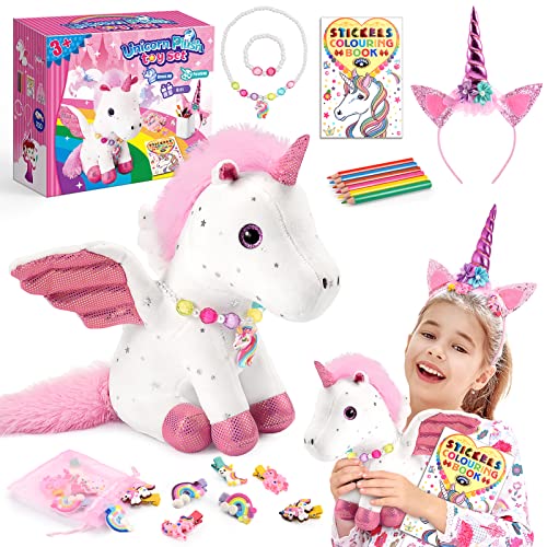 EUCOCO Einhorn Kuscheltier, Geschenke für 3-7 Jahre Mädchen ab 3-8 Jahre Mädchen Bastelset Kinder ab 3-8 Jahre Kuscheltier Einhorn Spielzeug Pferde Mädchen von EUCOCO