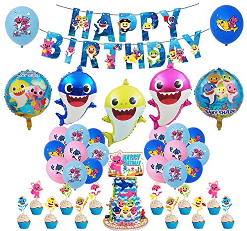 Baby Hai Party Shark Geburtstag Luftballons Dekorationen Shark Geburtstag Banner Folienballons Für Geburtstag Dekorationen von whdiduo