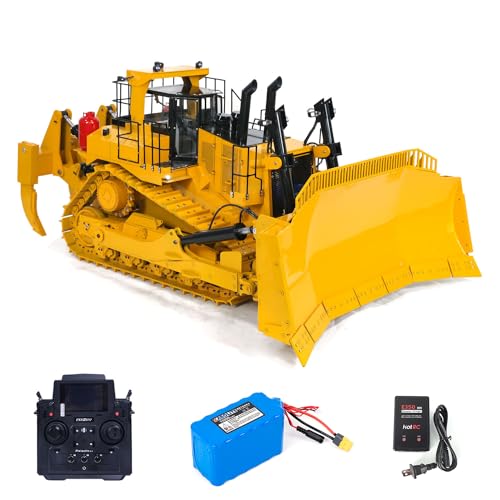 wheelfun 1/10 D11T RC Hydraulischer Bulldozer 5-Wege-Umkehrventil Doppelpumpe Schwerlast Metall Funksteuerung Riesendozer Motor Servo ESC Licht Sound System von wheelfun