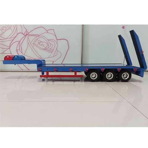 wheelfun 1/14 3 Achsen Anhänger Metall Sattelauflieger für RC Traktor LKW Ferngesteuerte Autos für Erwachsene Hobby von wheelfun