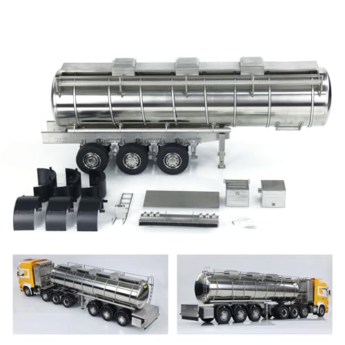 wheelfun 1/14 6 x 6 Metall Sattelauflieger Kraftstofftank für RC Traktor LKW Transport Anhänger DIY LKW Modell von wheelfun