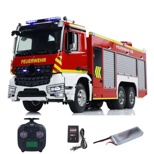 wheelfun 1/14 6X4 Ferngesteuerter Feuerwehrwagen RC Feuerwehrfahrzeuge RTR Automodell Motor ESC Servo Licht Sound System Hobby Grade Modell von wheelfun