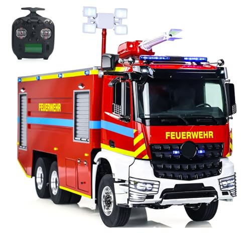 wheelfun 1/14 6X6 RC Feuerwehr LKW Metall Chassis 2-Gang Getriebe Differentialsperre Achsen Fernbedienung Fire RTR Auto Modell von wheelfun