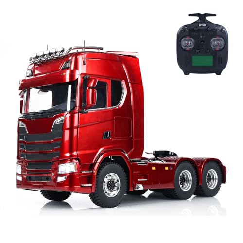 wheelfun 1/14 6X6 RC Traktor LKW Metall Chassis Differentialschloss Achsen Licht Sound System Fernbedienung Auto 2-Gang-Getriebe Hobby Grade Modell (Burgundy) von wheelfun