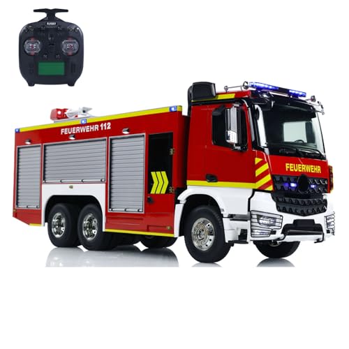 wheelfun 1/14 6x4 RC Feuerwehrfahrzeuge ferngesteuerter Feuerwehrwagen 3-Gang-Getriebe Sound Lichtsystem Motor Servo ESC RC Feuerwehrauto Hobby Grade Modell von wheelfun