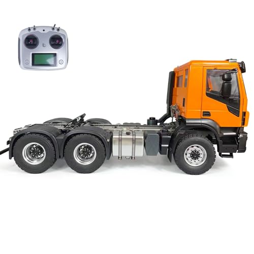 wheelfun 1/14 6x4 RC Traktor Trucks Metall Chassis RC 2-Gang Getriebe Automotor ESE Servo I6S Funksteuerung Orange von wheelfun