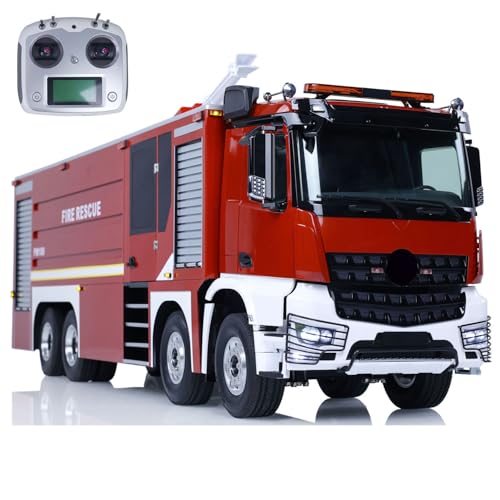 wheelfun 1/14 8X4 RC Feuerwehr-LKW, ferngesteuert, Sprinkler-Fahrzeuge, Geräusche für Erwachsene Hobby von wheelfun