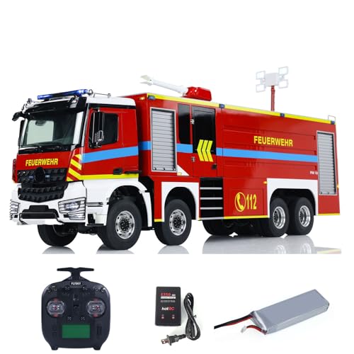 wheelfun 1/14 8X8 RC Feuerwehr LKW RTR Metall Chassis Licht Sound System Motor Servo ESC Elektro Feuer Sprinkler Autos von wheelfun