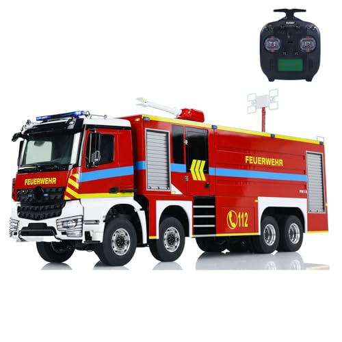 wheelfun 1/14 8X8 RC Feuerwehrwagen Funksteuerung Feuerwehrauto Licht Soundsystem Metall Chassis Motor Servo ESC von wheelfun