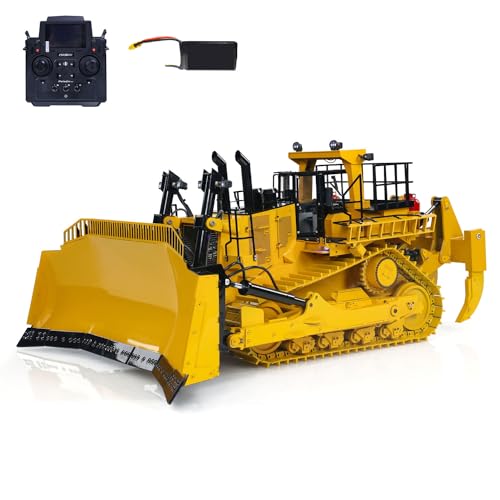 wheelfun 1/14 Hydraulischer RC Bulldozer Metall RTR Fernbedienung Dozer Modell D11T Dozer Motor Servo ESC Licht Sound System von wheelfun