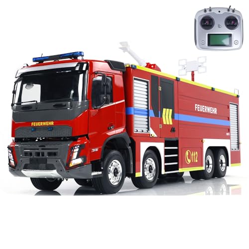 wheelfun 1/14 Maßstab Ferngesteuerter Feuerwehrwagen 8x4 RC Feuerwehrfahrzeuge Modell Lichter Geräusche RC Hobby Modelle von wheelfun