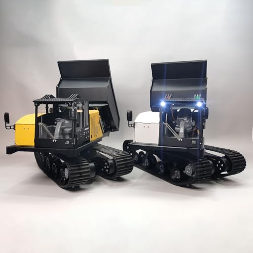 wheelfun 1/14 RC Hydraulic Crawler Dump Truck T14R Metall Raupenkipper RTR Baumaschine Flysky ST8 Radio Light Sound Batterie von wheelfun