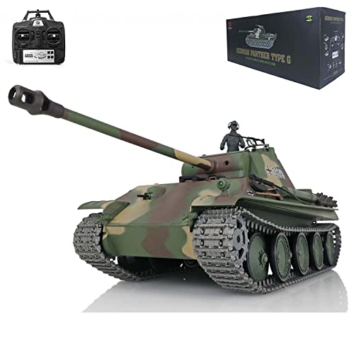 wheelfun 1/16 7.0 Heng Long RC Panzer Upgraded German Panther G Infrarot Combat 340° Rotierender Turm Raucheinheit RTR RC Panzer 3879 Metal Tracks Steel Gears BB Shooting Airsoft Tank That Shoot von wheelfun