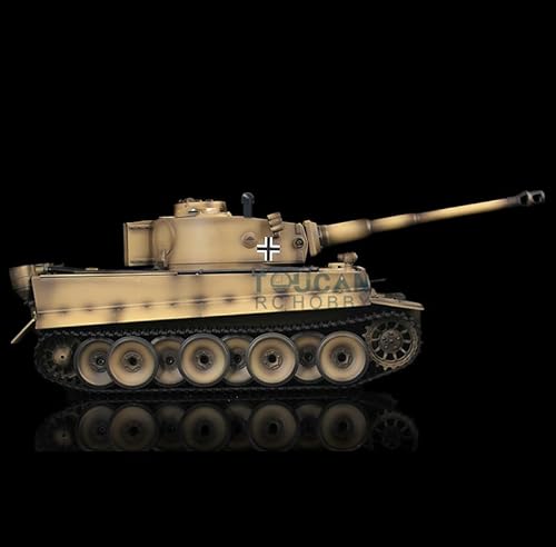 wheelfun 1/16 7.0 Henglong Upgrade Tiger I RC Panzer 3818 360°Turm Barrel Recoil Gelb für Erwachsene Hobby von wheelfun