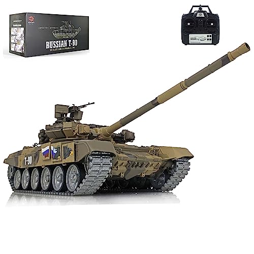 wheelfun 1/16 Henglong TK7.0 Anpassung Russland T90 RC Tank 3938 mit 360° Turm und Metallketten von wheelfun