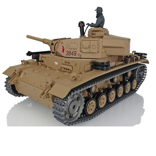 wheelfun 1/16 Henglong TK7.0 Verbesserter Deutscher Panzer III H RTR RC Tank 3849 mit Metallketten von wheelfun