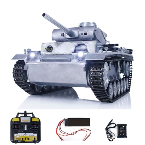 wheelfun 1/16 Mato RC Panzer Fast Vollmetall Deutscher Panzer III BB Shooting RTR RC Panzer 1223 360° Rotation Turret BB Shooting Airsoft Panzer That Shoot von wheelfun