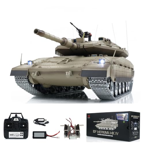 wheelfun 1/16 RC Panzer IDF Militär Merkava MK IV Metallschienen Straßenräder Leerlauf Pro Edition Hobby Grade Panzer Modell Tank BB Shooting Airsoft Tank That Shoot von wheelfun