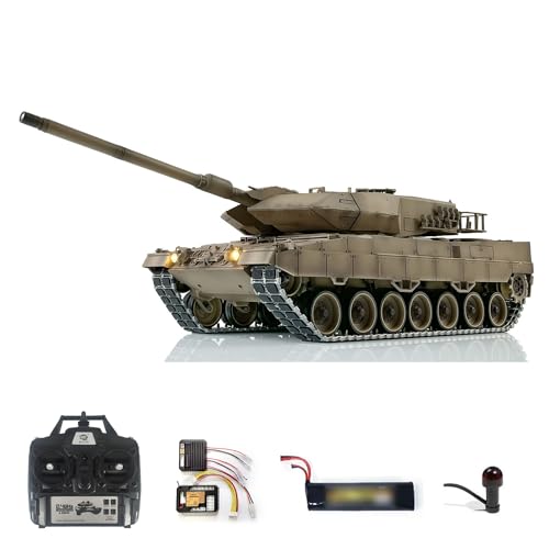 wheelfun 1/16 RC Panzer Maßgeschneidertes Vollmetall für Leopard2A6 3889 RC Panzer Modell Hauptplatine Batterie Barrel Recoil 360 Turm Rotation Laser Lights Hobby Grade Tank Modell von wheelfun