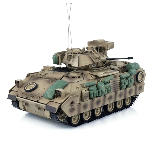 wheelfun 1/16 TD RC Battle Tank Kunststoff für M2A2 Bradley RC Elektro Infanterie Kampffahrzeug Modell 320° Turm Rotation Licht Sound Smoke Unit BB Shooting Airsoft Tank That Shoot(Basic-Edition) von wheelfun