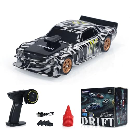 wheelfun 1/43 Ferngesteuertes Auto,Funksteuerung Drift Car 4WD RC 2.4g Mini-Rennwagen Spielzeug Hochgeschwindigkeitsmodell RTR Mit LED-Leuchten von wheelfun