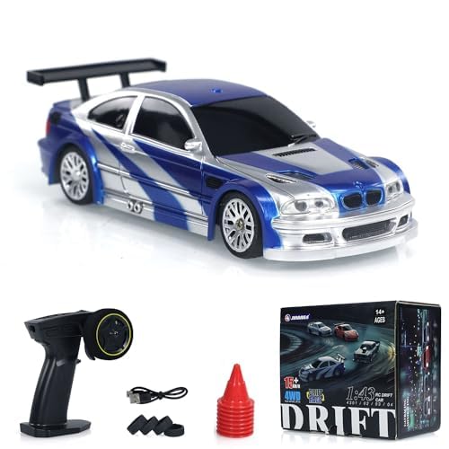 wheelfun 1/43 RC Skala Ready to Go Rennauto Fernbedienung Drift Auto 4WD Mini Mit LED-Leuchten von wheelfun