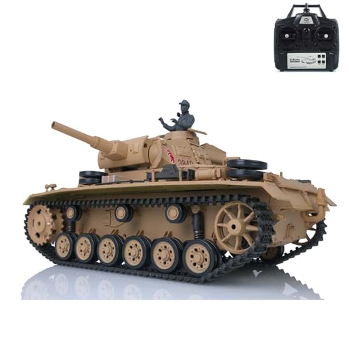 wheelfun 2,4G 1/16 Henglong Maßstab TK7.0 Plastik Deutscher Panzer III H RTR RC Tank Modell 3849 von wheelfun